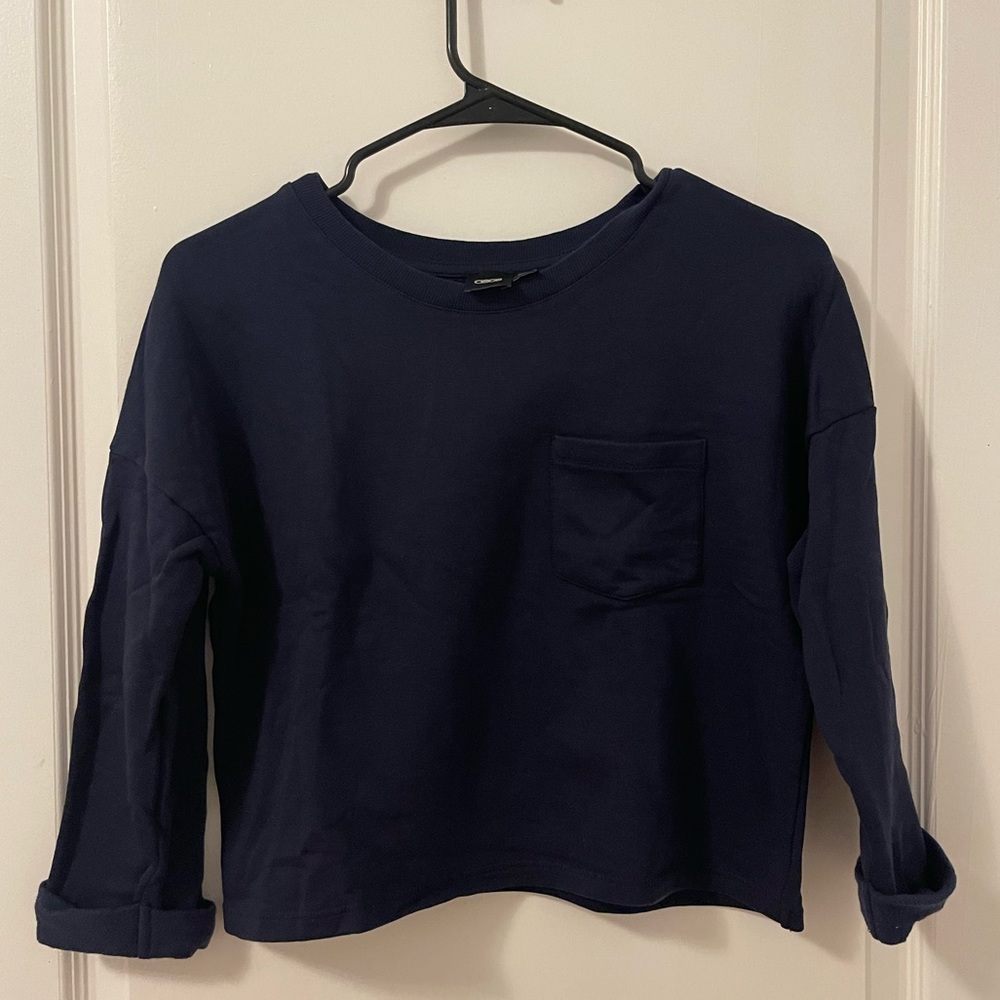 ASOS navy blue crop top sweater. Size 2. Perfect condition.
